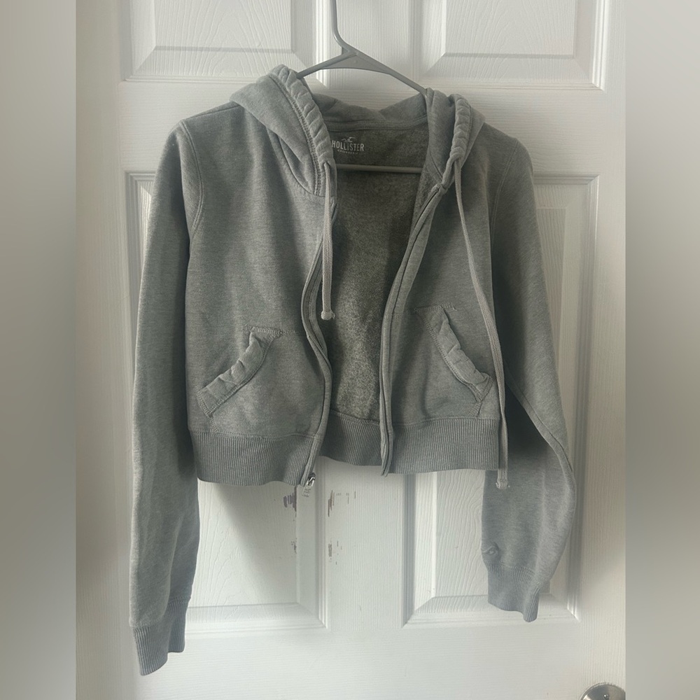 Hollister Gray Cropped Hoodie